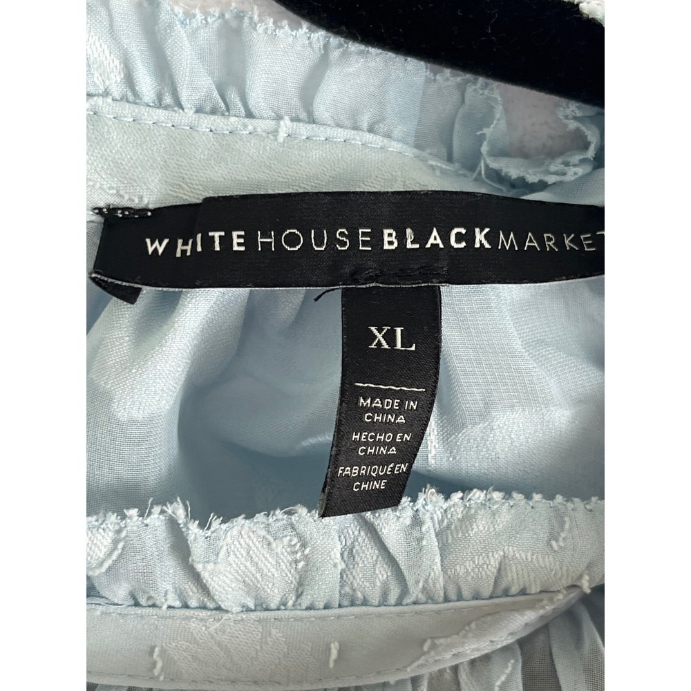 White House Black Market Blouse Womens XL Light Blue Excellent Floral Burn-Out - Picture 2 of 15